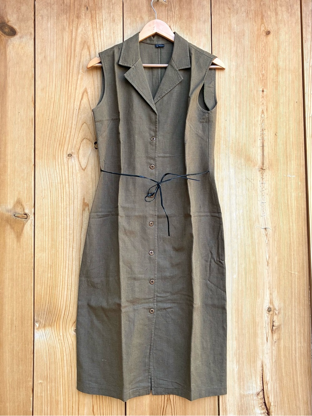 Cortelle Vintage Button Front Linen Dress Sz 44, 12 US